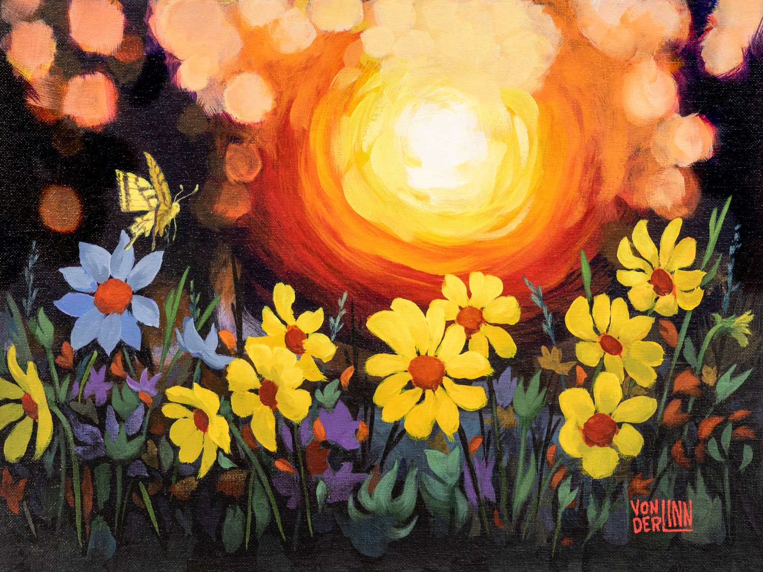 Woodscape Sunrise with Butterfly No. 1