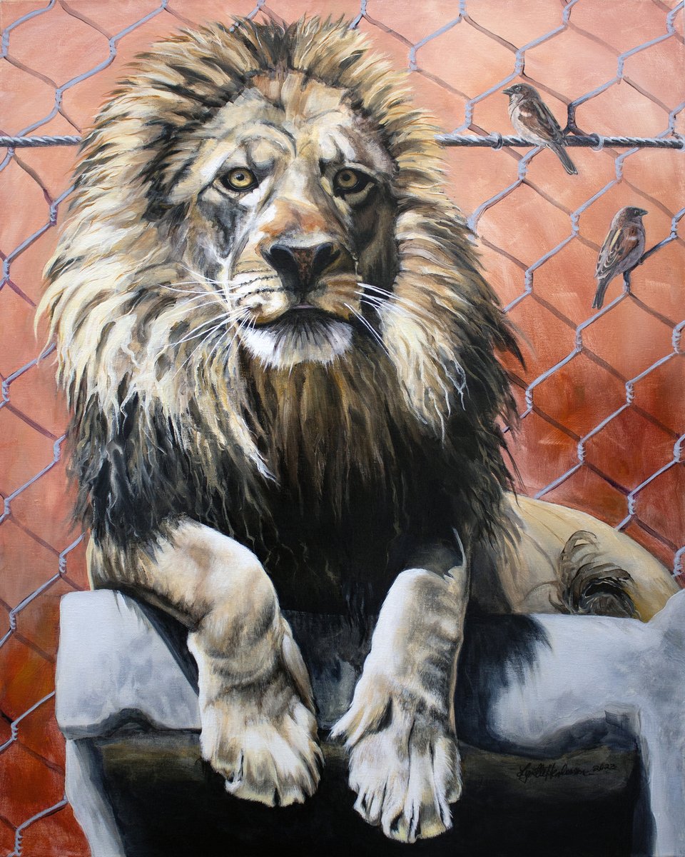 Lion with Sparrows