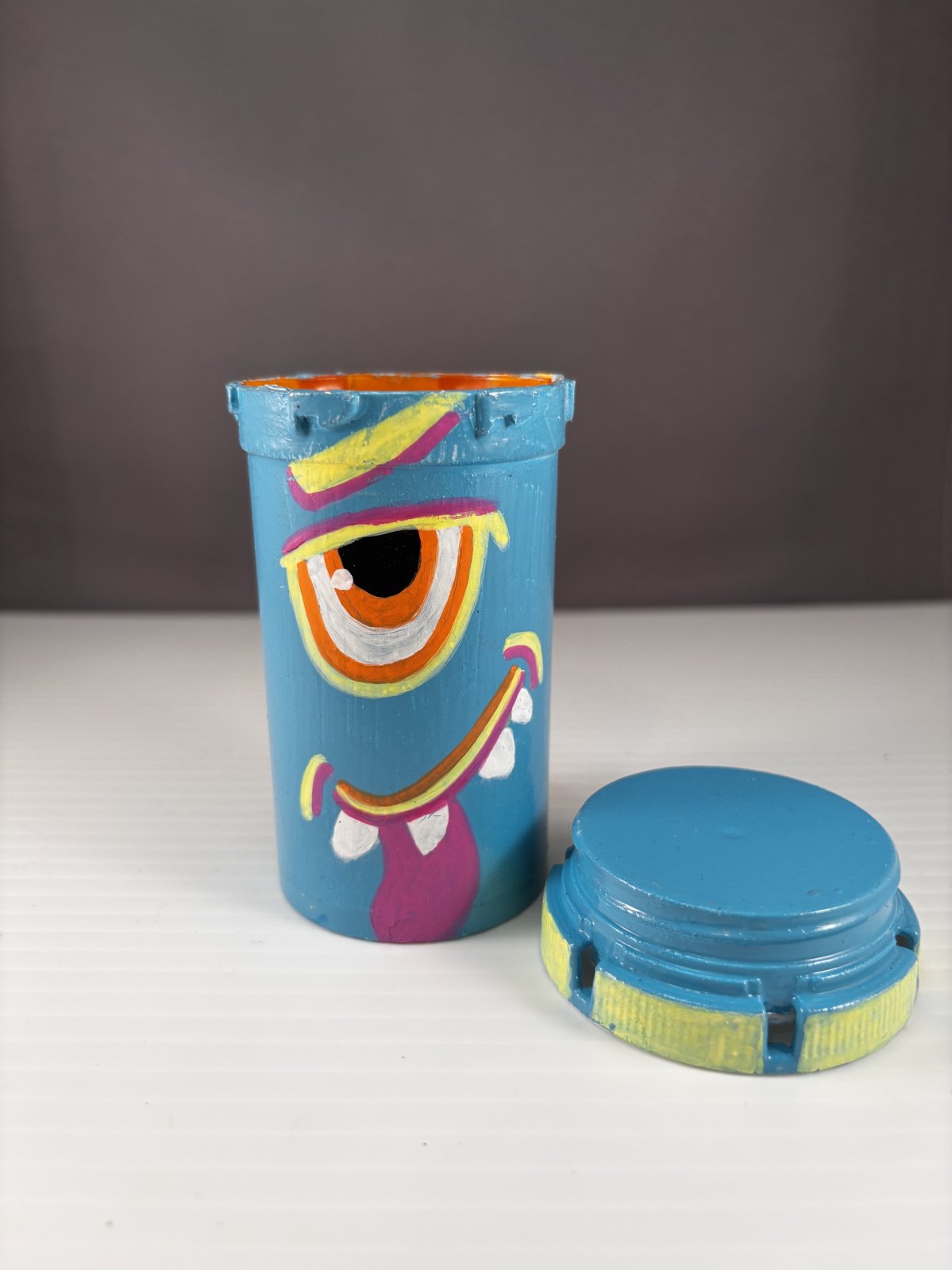 Mini Medicine Monster - Neon Turquoise & Yellow (large)